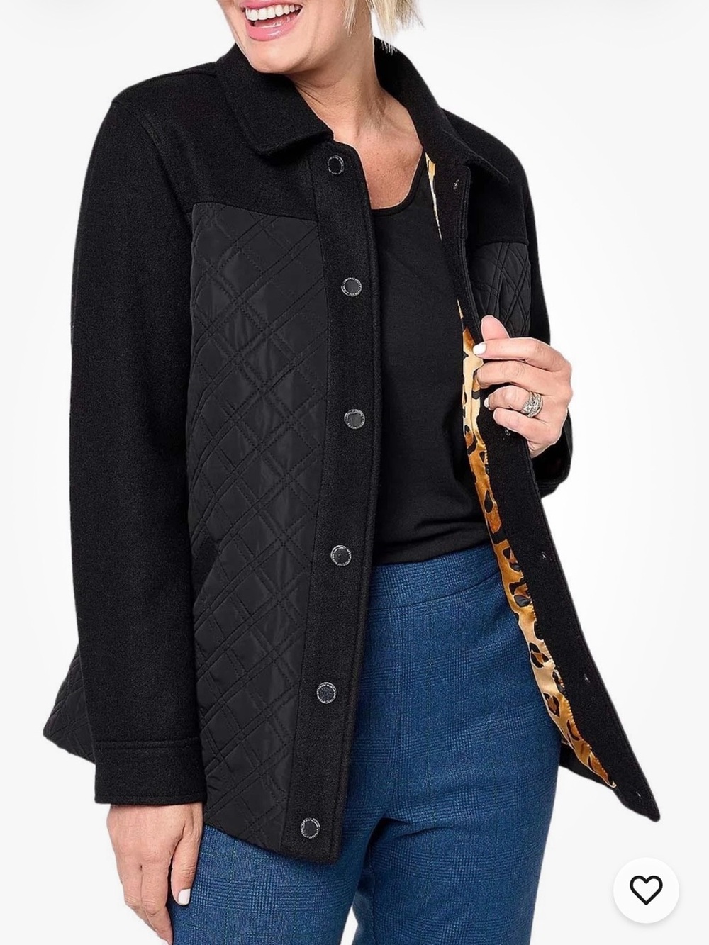 Estate Isaac Mizrahi Mixed Media Quilted Barn Jacket Women’s XL Black w/ Pockets